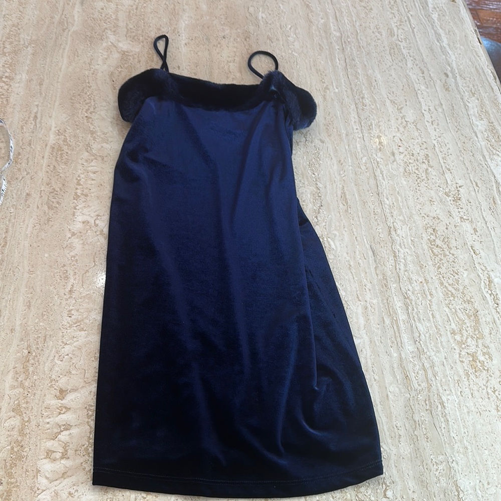 Vintage Status Collection Blue Velvet Midi Dress Gown (Size MEDIUm)